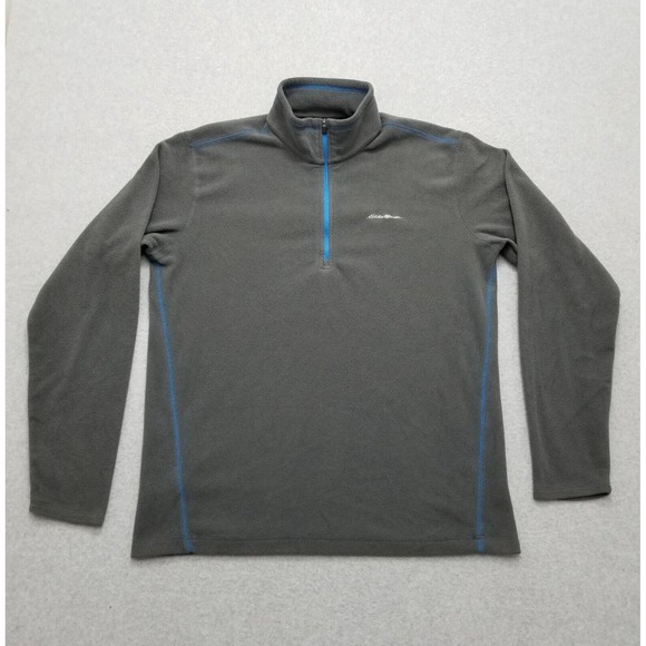 Eddie Bauer Fleece Jacket Mens Medium Gray Zip Casual‎ Long Sleeve Pullover - Picture 1 of 12